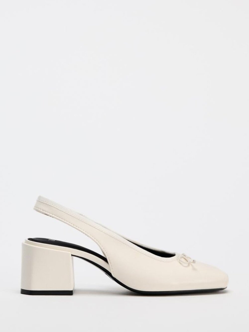 Zara Cream Ballet Slingback Kitten Heals with Bow